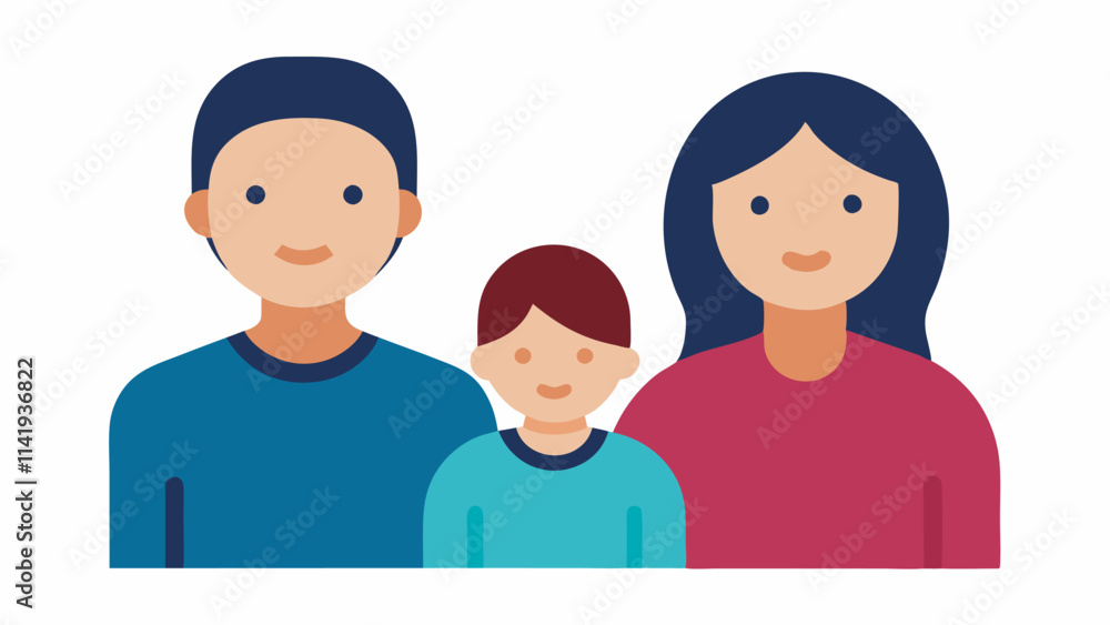 Family portrait with man, woman, and child. Vibrant colors, happy expressions, symbolizing unity and joy. Portrait showcases familial harmony and happiness. Family portrait with man, woman, and child. Vibrant colors, happy expressions, symbolizing unity and joy. Portrait showcases familial harmony and happiness.