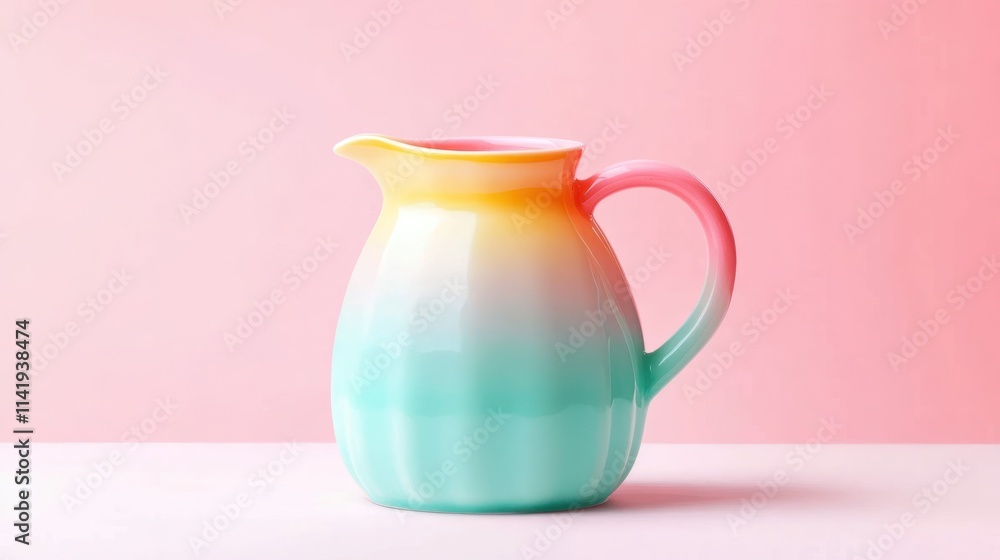 Gradient colored pitcher on pink background. Gradient colored pitcher on pink background.