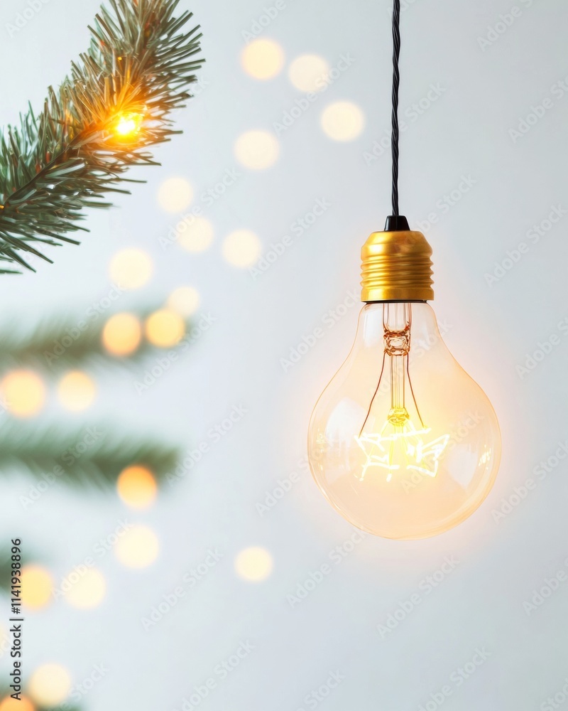 Illuminated Lightbulb with Festive Holiday Lights for National Fruitcake Day, Christmas, and New Years Inspiration Illuminated Lightbulb with Festive Holiday Lights for National Fruitcake Day, Christmas, and New Years Inspiration