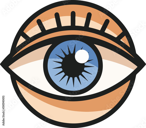 Eye clipart icon vector on white background. 