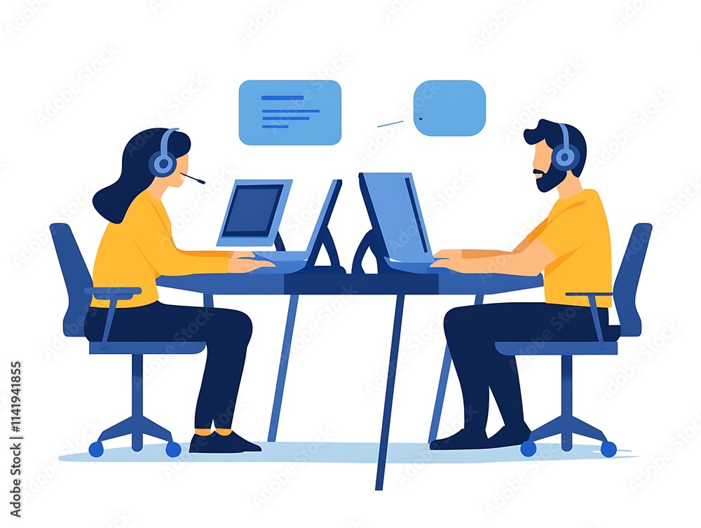 Support team working together on a customer issue in the office Support team working together on a customer issue in the office