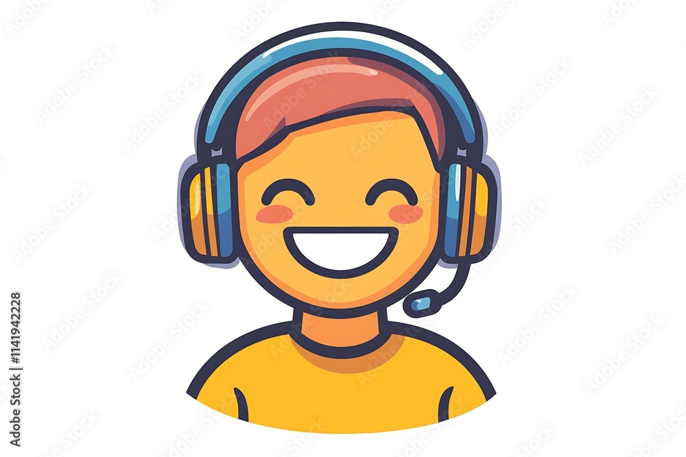Icon of a customer support agent with a headset and a smile Icon of a customer support agent with a headset and a smile
