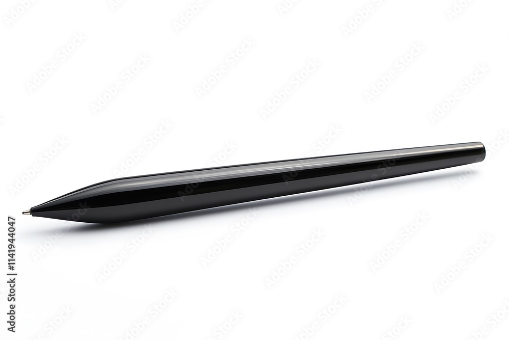Single black pen lying on white background Single black pen lying on white background