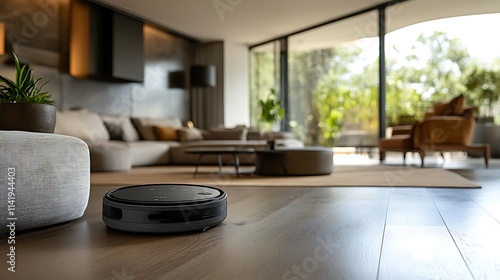Robotic Vacuum Cleaner in Modern Living Room