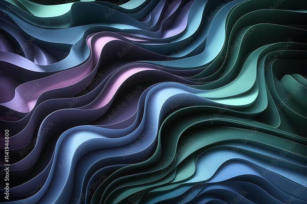 Obraz premium Abstract 3d gradient wavy shapes composition background vector illustration