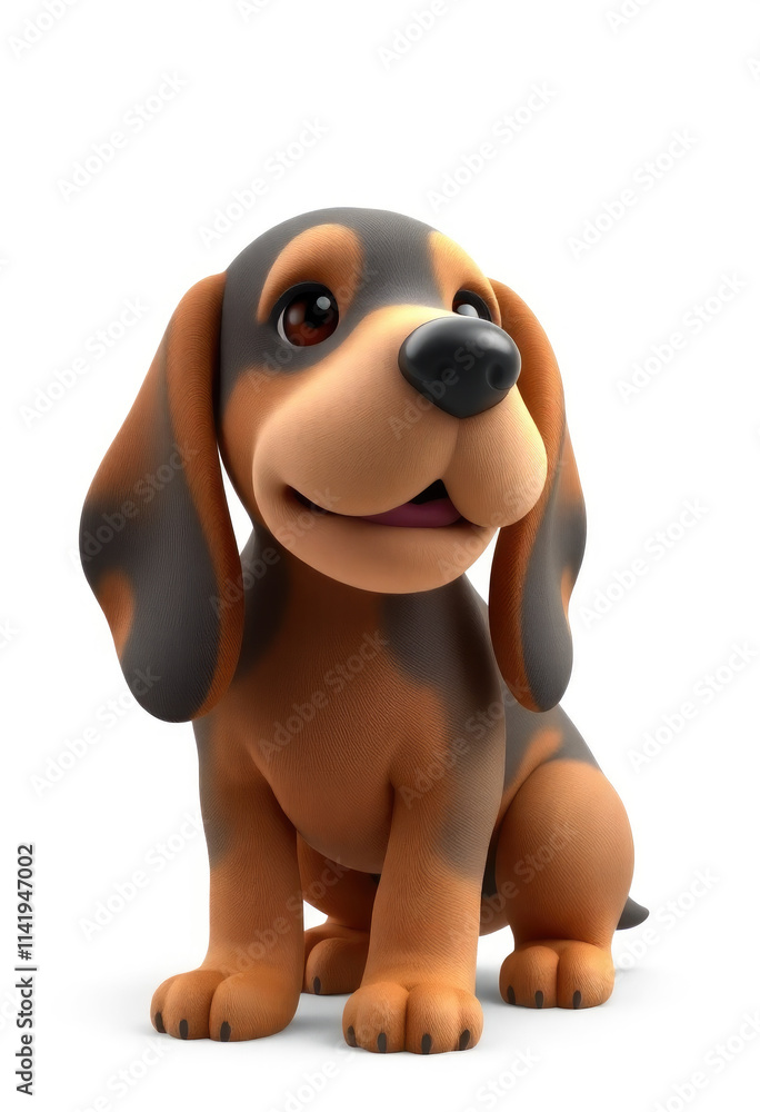 3D Chibi Bloodhound Dog Flashcards Clipart. Suitable for animal flashcard, alphabet flashcards, Montessori Flashcards. Isolated on white background 3D Chibi Bloodhound Dog Flashcards Clipart. Suitable for animal flashcard, alphabet flashcards, Montessori Flashcards. Isolated on white background