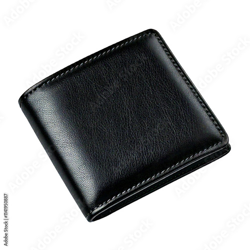 black leather wallet on a transparent background isolated