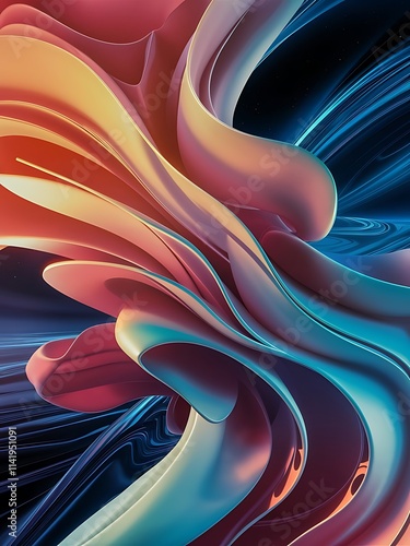Abstract 3d cover with bright gradient abstract liquid fluid color shape futuristic concept modern graphic texture vector 3d illustration