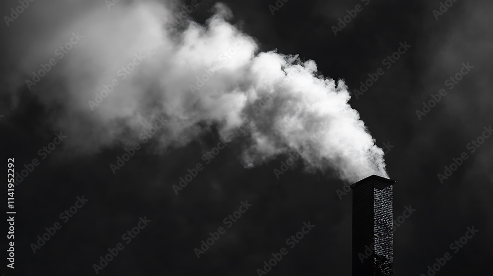 Industrial Smoke Plume Against a Dark Sky. AI Generated Industrial Smoke Plume Against a Dark Sky. AI Generated