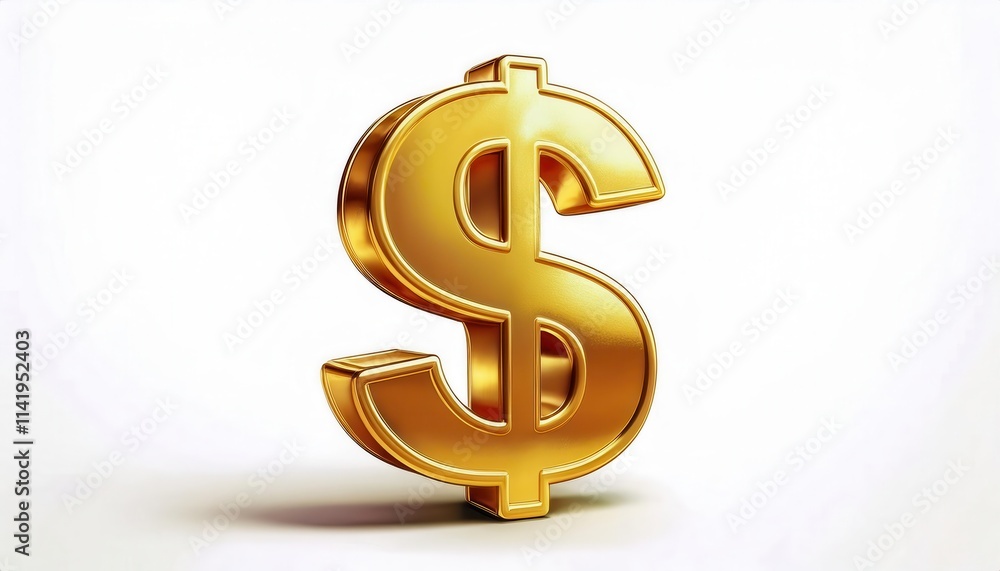 Fototapeta premium Shiny 3D Golden Dollar Symbol Icon. Perfect for Finance, Wealth, Currency Design, Investment, Economic Graphics, Digital Assets, Branding, Money Concepts, Financial Apps, and Business Logos