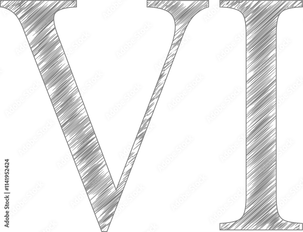 Fototapeta premium Roman numerals sketch 6