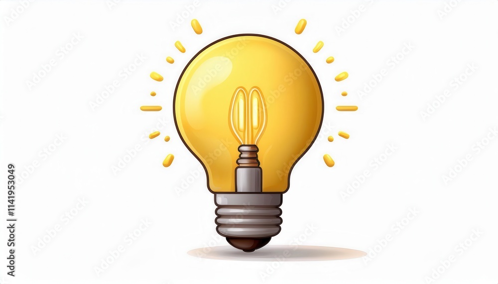 Bright Yellow Light Bulb Icon with Glowing Rays for Ideas, Innovation, Creativity, Brainstorming Concepts, Energy Solutions, Inspiration in Marketing, Business, Technology, and Design Projects Bright Yellow Light Bulb Icon with Glowing Rays for Ideas, Innovation, Creativity, Brainstorming Concepts, Energy Solutions, Inspiration in Marketing, Business, Technology, and Design Projects
