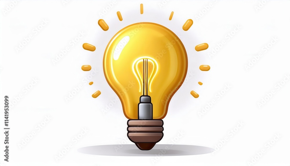 Bright Yellow Light Bulb Icon with Glowing Rays for Ideas, Innovation, Creativity, Brainstorming Concepts, Energy Solutions, Inspiration in Marketing, Business, Technology, and Design Projects Bright Yellow Light Bulb Icon with Glowing Rays for Ideas, Innovation, Creativity, Brainstorming Concepts, Energy Solutions, Inspiration in Marketing, Business, Technology, and Design Projects