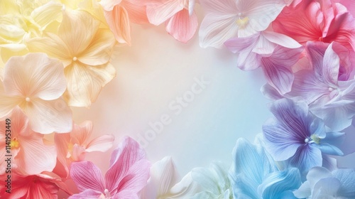 Pastel Flowers Create a Rainbow Border Frame