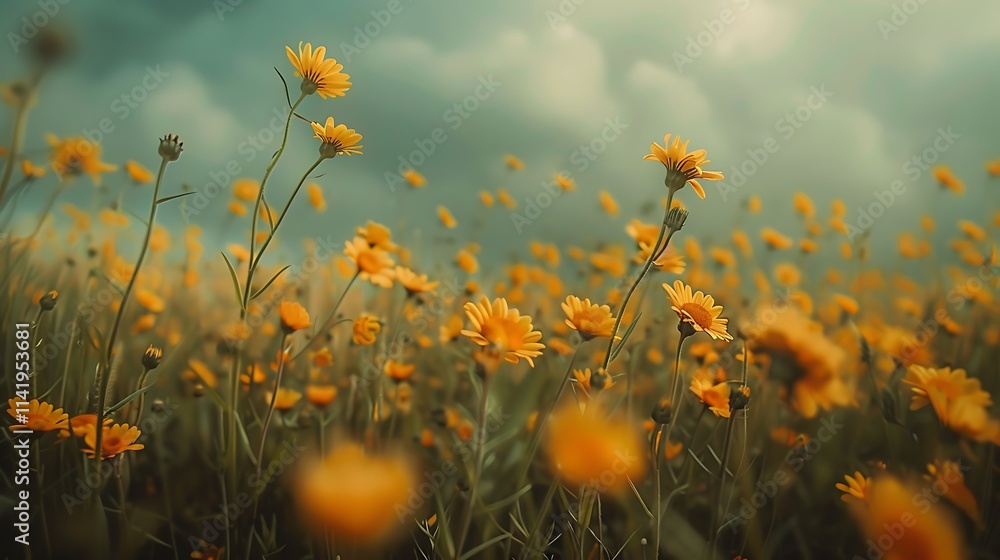 Obraz premium A field of yellow flowers