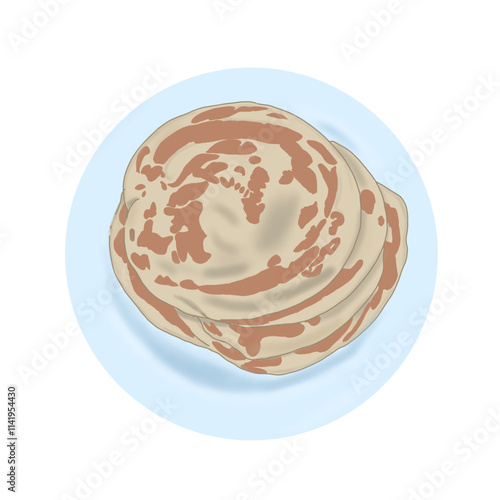 hand drawing roti canai, roti canai is a famous Malaysian flatbread.