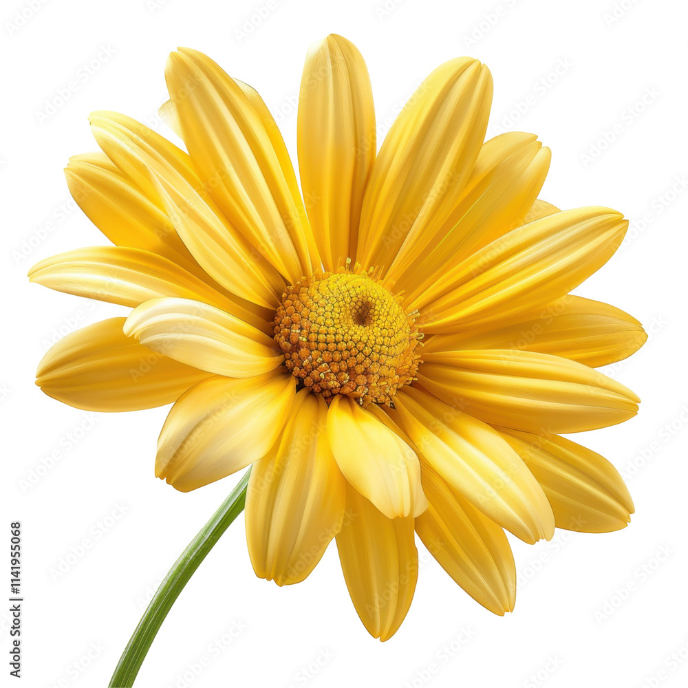 Obraz premium Vibrant Yellow Daisy Blooming Brightly in Natural Light Against a Black Background