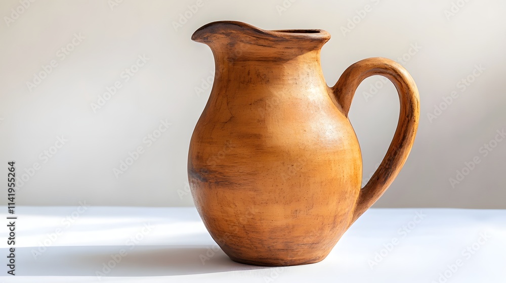 Rustic traditional clay pitcher with natural finishes, highlighting the timeless beauty of earthenware pottery Rustic traditional clay pitcher with natural finishes, highlighting the timeless beauty of earthenware pottery