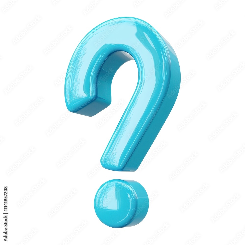 Bright Blue Question Mark, 3D Render, FAQ Concept, Isolated on White Background Cutout Bright Blue Question Mark, 3D Render, FAQ Concept, Isolated on White Background Cutout