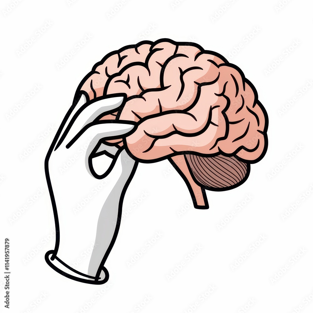 Gloved Hand Gently Holding a Human Brain Gloved Hand Gently Holding a Human Brain