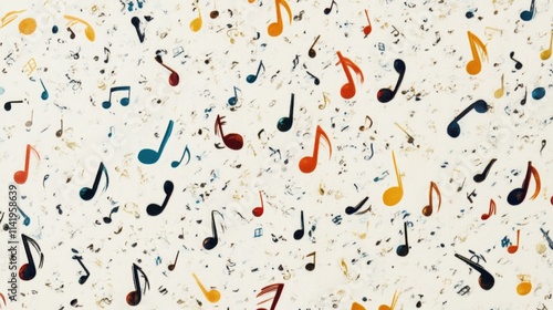 Colorful Musical Notes Pattern Background Design