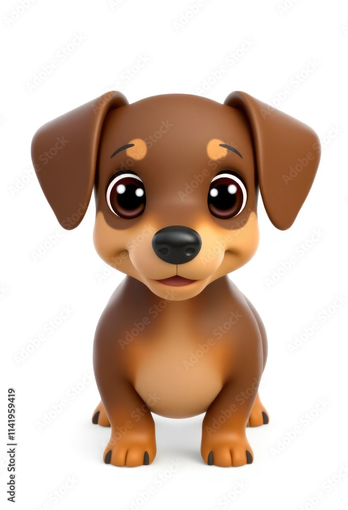 3D Chibi Dachshund Dog Flashcards Clipart. Suitable for animal flashcard, alphabet flashcards, Montessori Flashcards. Isolated on white background 3D Chibi Dachshund Dog Flashcards Clipart. Suitable for animal flashcard, alphabet flashcards, Montessori Flashcards. Isolated on white background