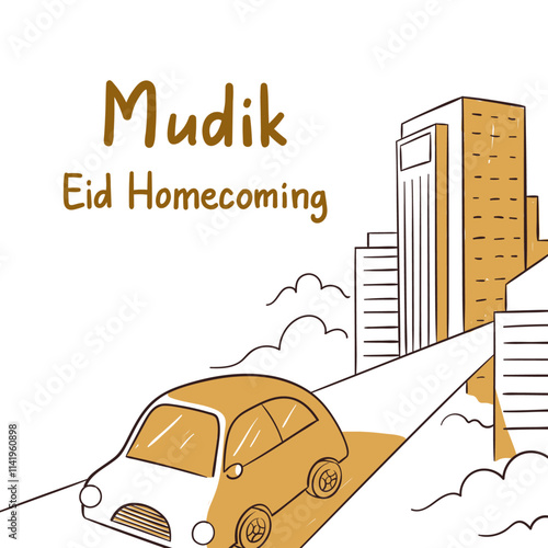 Eid homecoming square banner poster illustration