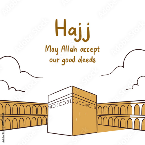 Hajj square banner poster illustration