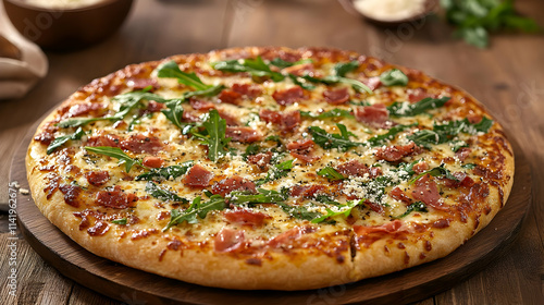 Delicious Ham and Arugula Pizza - A Food Photography Image