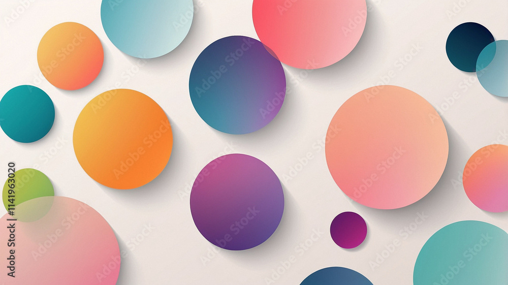 Soft pastel-colored circles arranged in a modern, abstract pattern on a clean white background. Soft pastel-colored circles arranged in a modern, abstract pattern on a clean white background.