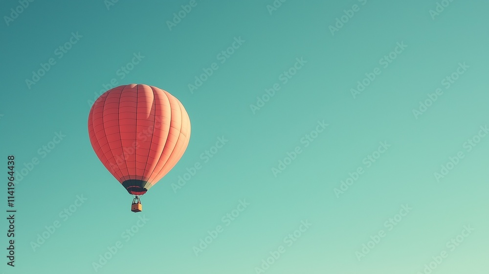 Fototapeta premium soaring hot air balloon in a clear blue sky, representing freedom, elevation, and achieving goals in a limitless horizon