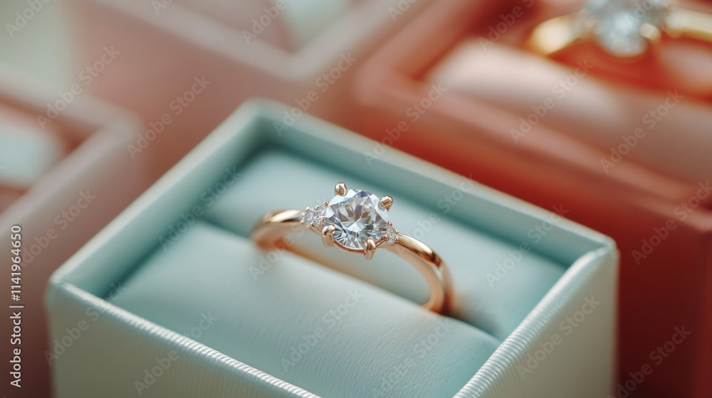 Rose Gold Diamond Ring In A Mint Green Box Rose Gold Diamond Ring In A Mint Green Box