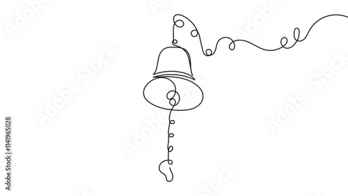 Continuous line drawing of a bell . Christmass bell line art style