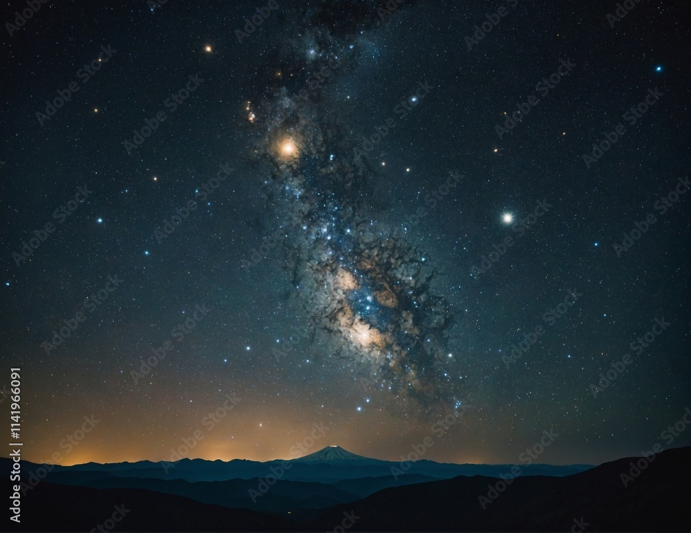 Stunning view of the galaxy over a mountain landscape at night Stunning view of the galaxy over a mountain landscape at night