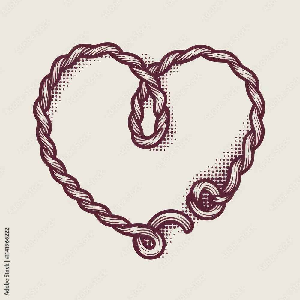 Rope Heart Design Artistic Nautical Illustration Rope Heart Design Artistic Nautical Illustration