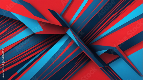 Wallpaper Mural Bold red and blue diagonal lines intersecting dynamically in a modern and abstract geometric design. Torontodigital.ca