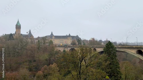 Luxembourg city center on a cold winter morning