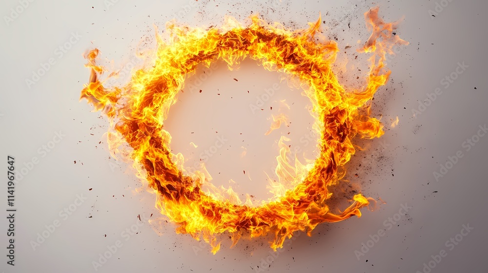 A Captivating Circular Flame Display with Vibrant Fire Elements Creating a Dynamic Visual Effect Against a Neutral Background for Creative Projects A Captivating Circular Flame Display with Vibrant Fire Elements Creating a Dynamic Visual Effect Against a Neutral Background for Creative Projects