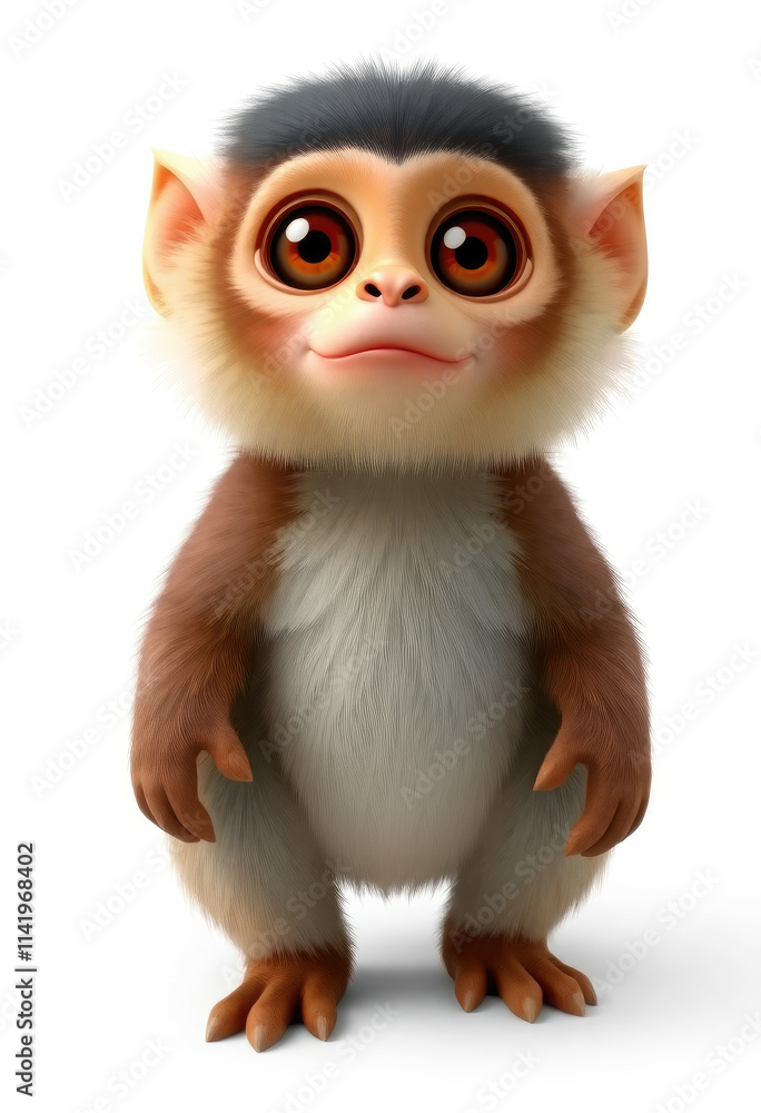 3D Chibi Gibbon Flashcards Clipart. Suitable for animal flashcard, alphabet flashcards, Montessori Flashcards. Isolated on white background 3D Chibi Gibbon Flashcards Clipart. Suitable for animal flashcard, alphabet flashcards, Montessori Flashcards. Isolated on white background