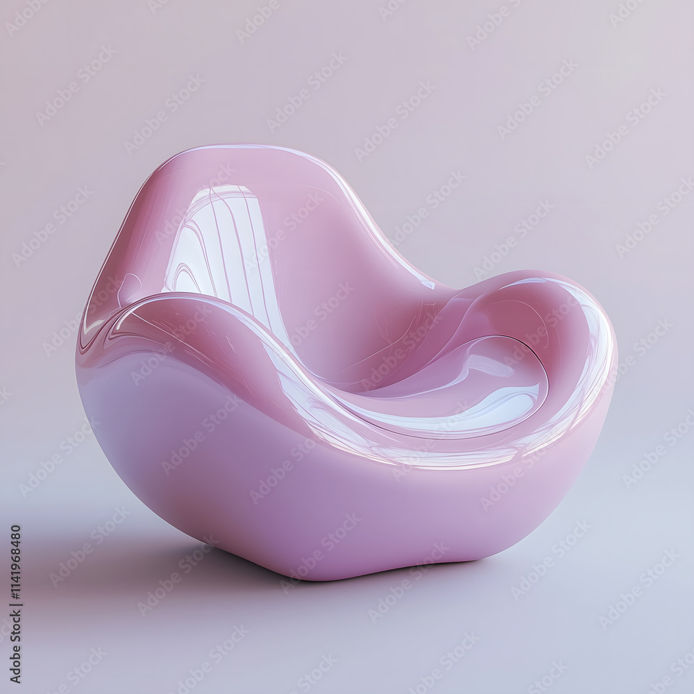 Stylish glossy plastic chair of unusual futuristic shape Stylish glossy plastic chair of unusual futuristic shape