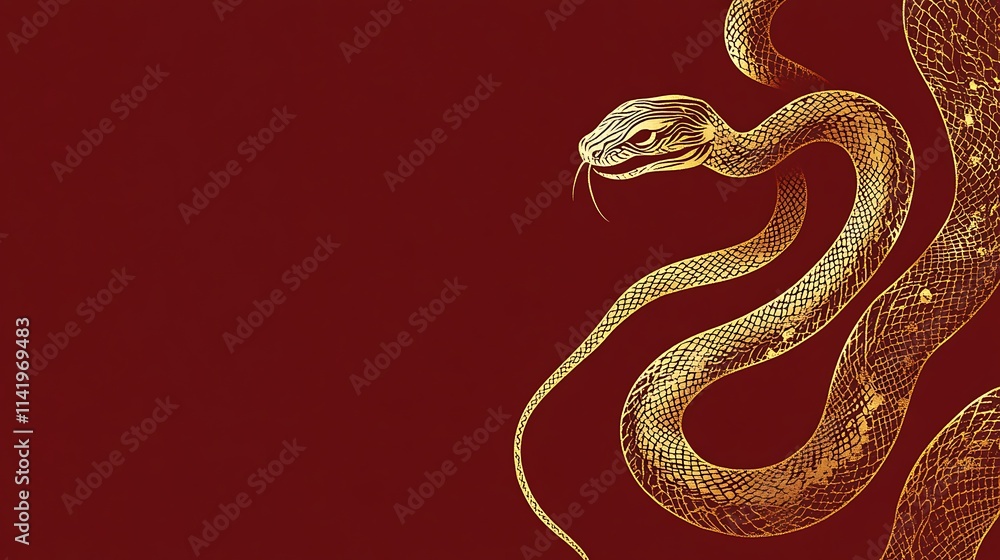 Golden Snake Coils Elegantly Digital Painting Realistic Style. AI Generated Golden Snake Coils Elegantly Digital Painting Realistic Style. AI Generated