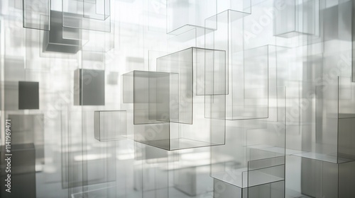 abstract background transparent data streams and geometric shapes