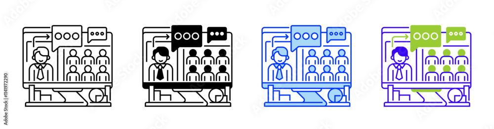 Online Meeting Line Icon. linear style sign for mobile concept and web design. Outline vector icon. Online Meeting Line Icon. linear style sign for mobile concept and web design. Outline vector icon.