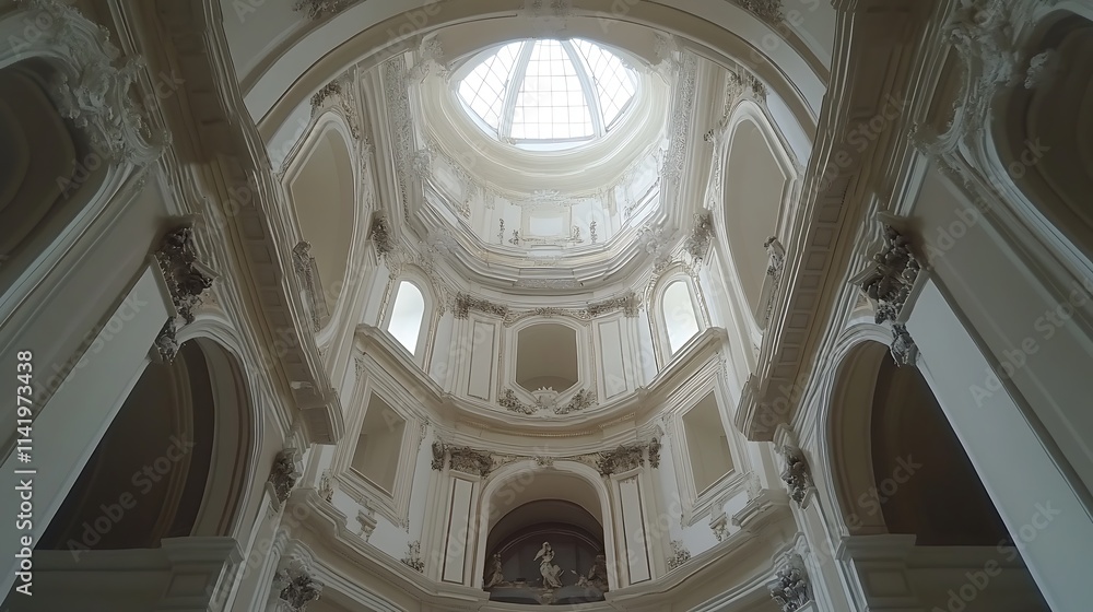 Grand Interior Ceiling Angled Photo Light Streaming Through Skylight. AI Generated Grand Interior Ceiling Angled Photo Light Streaming Through Skylight. AI Generated