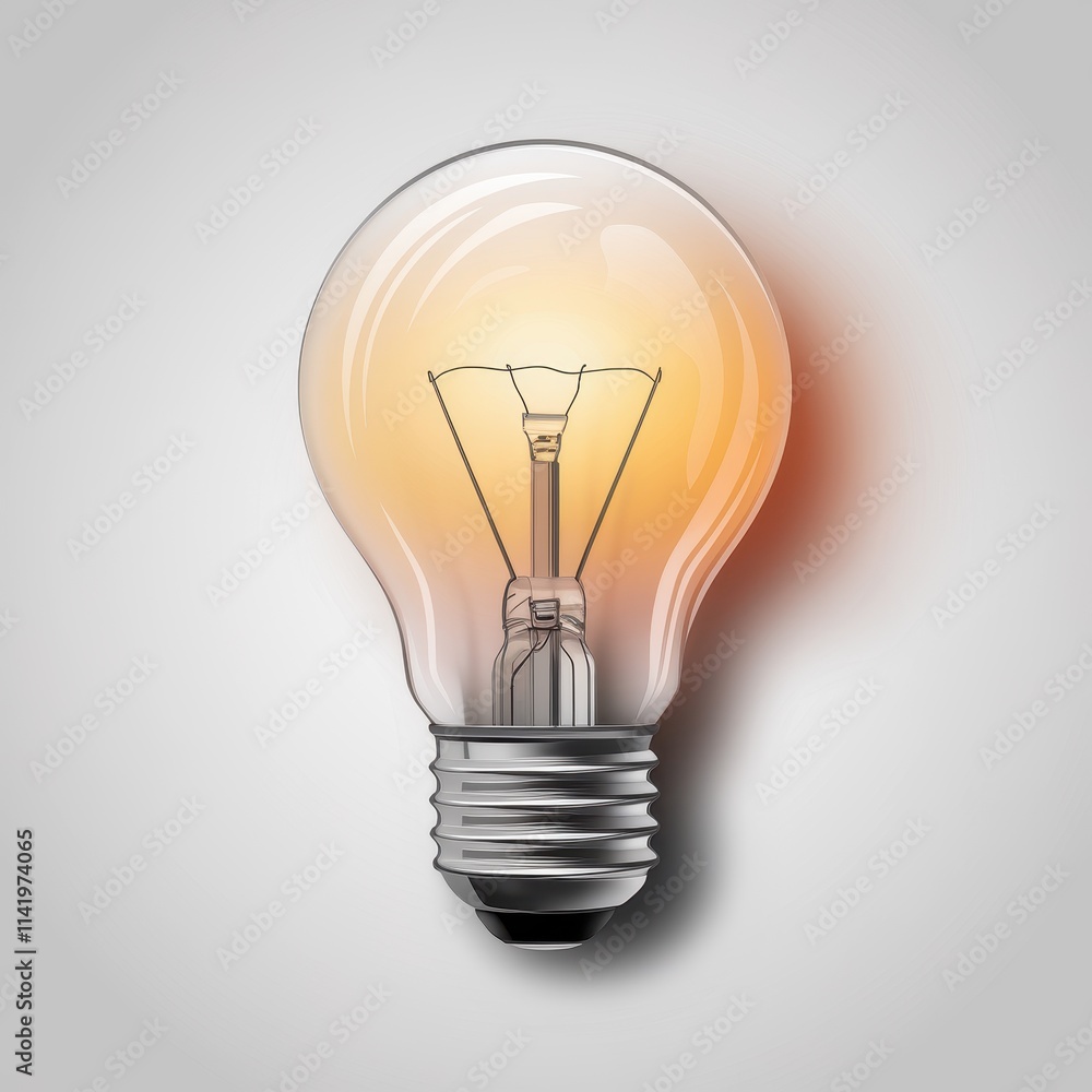 Illuminated Lightbulb Glowing Brightly On White Background Illuminated Lightbulb Glowing Brightly On White Background