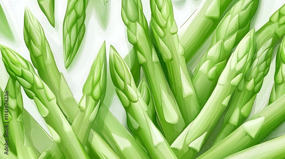 Fototapeta premium Vibrant Digital Painting of Fresh Asparagus Spears. AI Generated