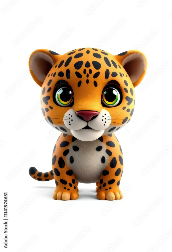 3D Chibi Jaguar Flashcards Clipart. Suitable for animal flashcard, alphabet flashcards, Montessori Flashcards. Isolated on white background 3D Chibi Jaguar Flashcards Clipart. Suitable for animal flashcard, alphabet flashcards, Montessori Flashcards. Isolated on white background