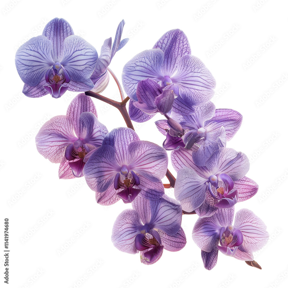 Naklejka premium Stunning Purple Orchid Blossom Arrangement Captured Against a Clean Background