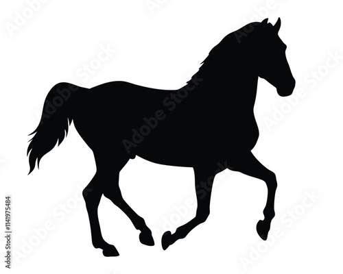 Horse running black silhouette illustration