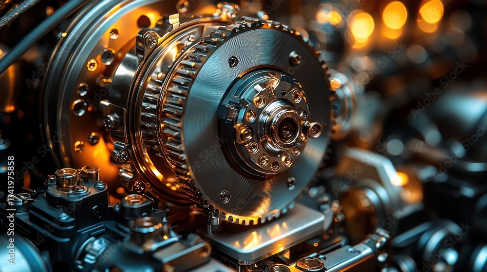 Close-up of Intricate Engine Gears: Precision Engineering and Mechanical Beauty Close-up of Intricate Engine Gears: Precision Engineering and Mechanical Beauty